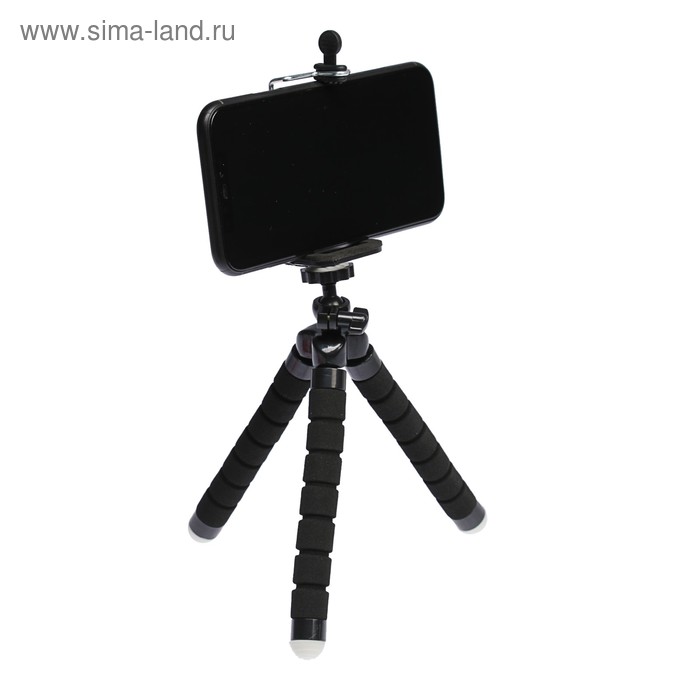 Штатив Luazon настольный, для телефона шириной до 7 см, гибкие ножки, высота 18 см, чёрный